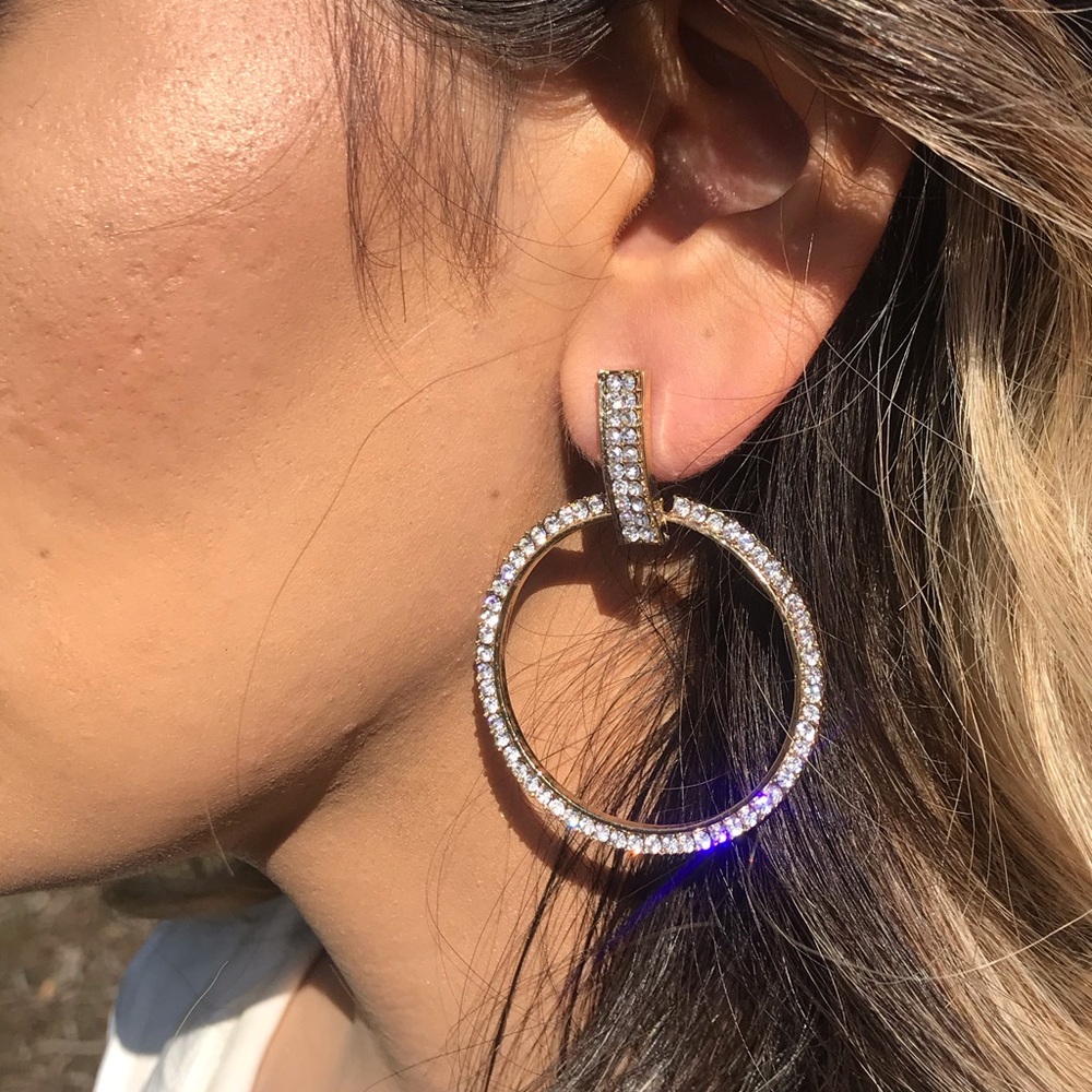 Earrings Cubic Zirconia White Gold Plated Hoops